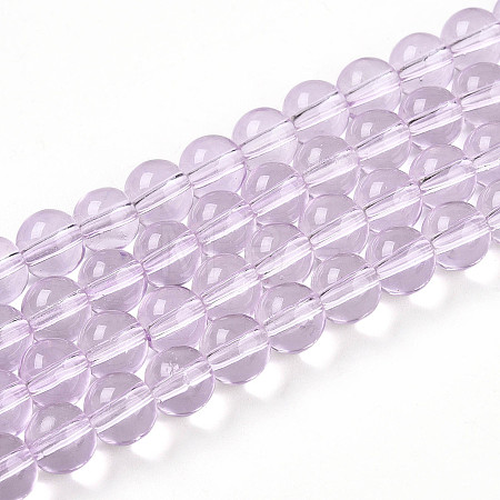 Baking Paint Transparent Glass Beads Strands DGLA-N006-8mm-05-1