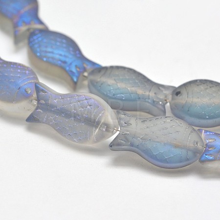Frosted Electroplate Glass Fish Beads Strands X-EGLA-M001-D04-1