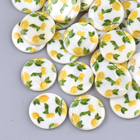 Printed Freshwater Shell Beads X-SHEL-S274-63A-1