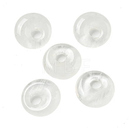 Natural Quartz Crystal Rock Crystal Donut/Pi Disc Charms G-G142-02U-1