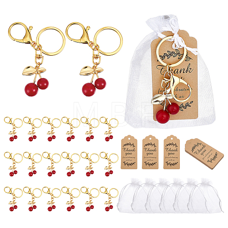 24Pcs Cherry Alloy & Resin Keychains KEYC-PH01615-1