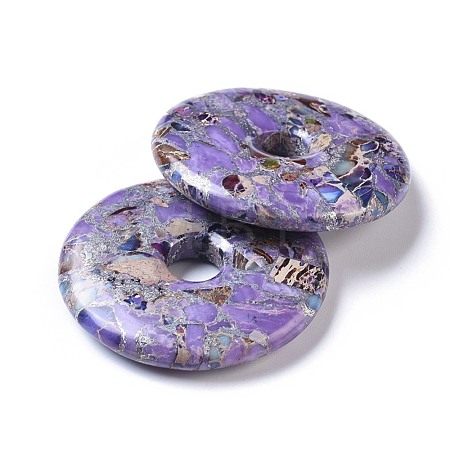 Synthetic Silver Line and Regalite/Imperial Jasper/Sea Sediment Jasper Big Pendants G-P299-I02-1