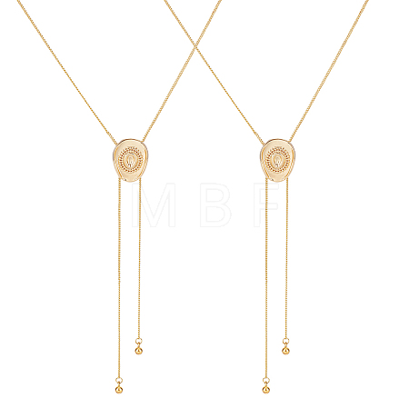 2Pcs Adjustable Brass Curb Chains Cowboy Hat Sweater Lariat Necklaces NJEW-UN0001-78G-1
