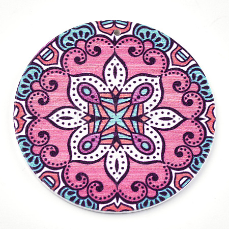 Printed Wooden Big Pendants X-WOOD-S042-03-1