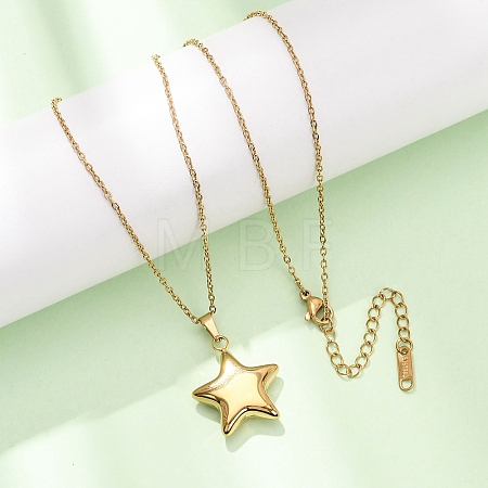 304 Stainless Steel Star Pendant Cable Chain Necklaces for Men Women NJEW-K308-02A-G-1
