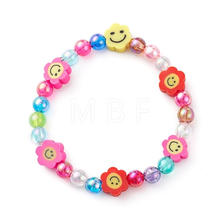 Handmade Polymer Clay Beads Stretch Bracelets for Kids BJEW-JB06326-03-1