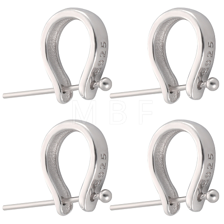 Anti-Tarnish 4Pcs 925 Sterling Silver Teardrop Pendant Bails with Ball Head Pins STER-BBC0001-92-1