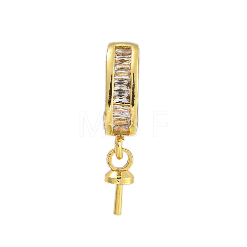 Rack Plating Brass Micro Pave Clear Cubic Zirconia Peg Bails KK-F876-26G-1