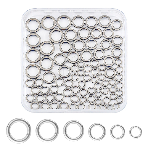 60Pcs 6 Style 201 Stainless Steel Fishing Rod Guide Round Rings FIND-FH0004-93-1