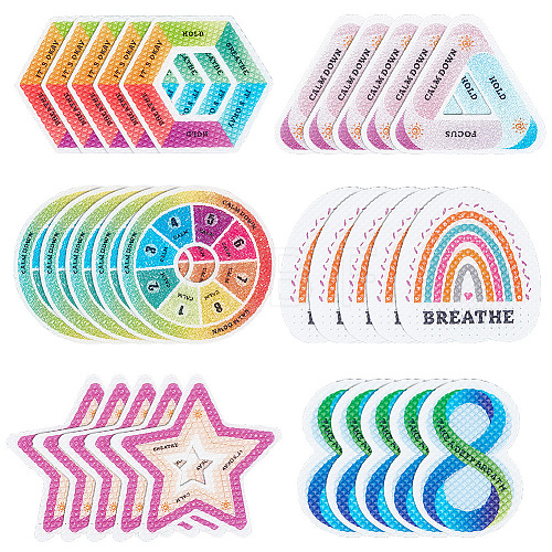 Olycraft 2 Sets Rainbow Color PEVA Anxiety Relief Calm Stickers Strips DIY-OC0011-12-1