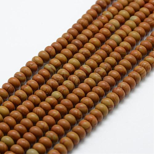 Natural Wood Lace Stone Beads Strands G-G665-15-6x4mm-1