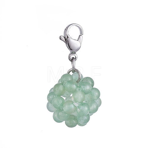 Natural Green Aventurine Cluster Beads Pendants X-HJEW-JM00388-01-1