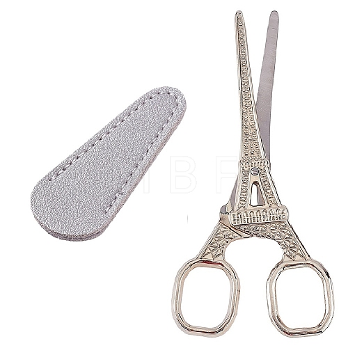2Pcs 2 Styles Stainless Steel Embroidery Scissors & Imitation Leather Sheath Tools TOOL-SC0001-36-1
