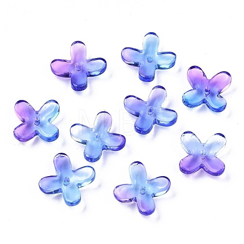 Transparent Spray Painted Glass Beads X-GLAA-N035-012-C02-1
