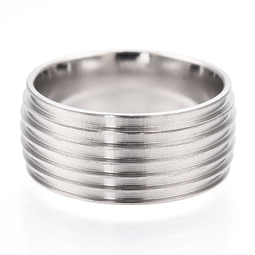 201 Stainless Steel Grooved Finger Ring Settings STAS-WH0047-10S-1
