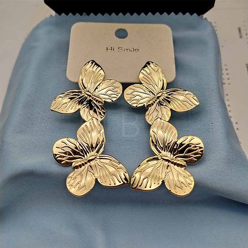 Butterfly Alloy Stud Dangle Earrings for Women IN4608-1