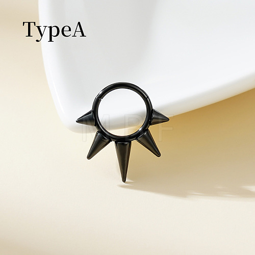 316 Surgical Stainless Steel Spike Hoop Nose Rings WG34C30-32-1