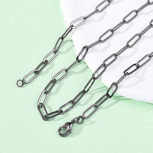 Brass Paperclip Chains Necklaces for Women NJEW-D302-69B-1