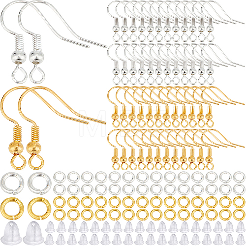 SOFPLATE 200Pcs 2 Color Brass Earring Hooks KK-SP0001-43-1