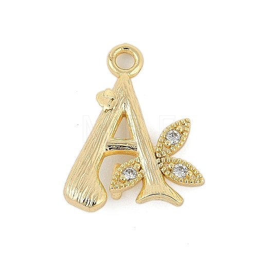 Brass Crystal Rhinestone Letter Links Connector Charms KK-S395-06G-A-1