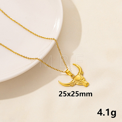 Stainless Steel Insect Cattle Pendant Necklace Unisex Jewelry TG2584-12-1