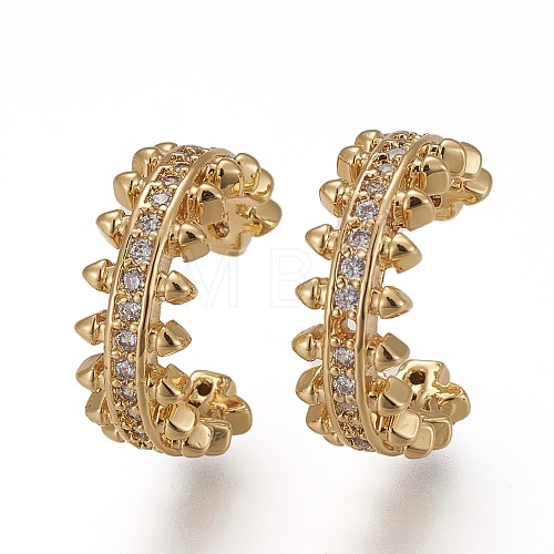 Brass Micro Pave Clear Cubic Zirconia Cuff Earrings EJEW-Z004-01G-1