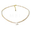 Natural White Shell Letter Faceted Glass Beaded Necklaces with 304 Stainless Steel End Chains SS7282-25-1