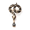 Rhinestone Snake Aolly Brooch with Enamel JEWB-V002-17A-1