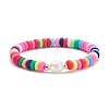 Handmade Polymer Clay Heishi Beads Surfering Stretch Bracelet BJEW-JB07229-2