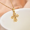 304 Stainless Steel Micro Pave Clear Cubic Zirconia Religion Cross Pendant Necklaces for Women WG29A99-01-2