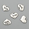 Wedding Theme Antique Silver Tone Tibetan Style Heart with Bride Rhinestone Charms LS-TIBEP-N005-12E-2