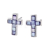 Brass Enamel Cross Stud Earrings EJEW-I322-03P-5
