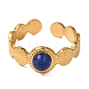 Round Natural Lapis Lazuli Finger Rings RJEW-Q822-24G-02-2