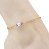 White Round Shell Pearl & Natural Amethyst Beads Anklets AJEW-AN00835-01-2