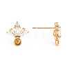 Brass Micro Pave Clear Cubic Zirconia Stud Earring Findings X-KK-S360-094-NF-2