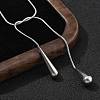 304 Stainless Steel Snake Chain Lariat Necklaces with Teardrop Ends NJEW-D300-02G-2