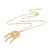 Woven Net/Web with Feather 304 Stainless Steel Pendant Necklaces for Women NJEW-G087-08G-3