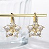Flower Shape Clear Cubic Zirconia Hoop Earrings EJEW-F310-03G-1