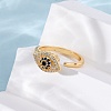 Brass Micro Pave Cubic Zirconia Rotating Cuff Rings RJEW-S636-02G-3