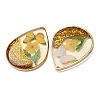 Brass & Transparent Epoxy Resin & Dried Flower Pendants RESI-G133-05G-01-2