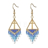 Glass Beads Braided Dangle Earrings EJEW-MZ00786-5