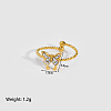 Butterfly Brass Cubic Zirconia Cuff Rings for Women QD0510-5-2