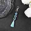 Resin Evil Eye Round Bead & Polyester Tassel Pendant Decorations HJEW-JM04165-01-1
