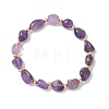 Natural Amethyst & Brass Beads Stretch Bracelets for Women BJEW-JB13414-01-2