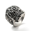 316 Stainless Steel Skull with Cross Finger Ring RJEW-C030-02D-AS-1