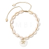 Summer 304 Stainless Steel Starfish and Natural Freshwater Shell Carved Pendant Necklaces NJEW-JN06566-01-2
