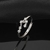 Constellations Rhodium Plated 925 Sterling Silver Micro Pave Clear Cubic Zirconia Adjustable Rings for Women RJEW-P130-01P-J-1