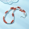 Natural South Red Agate Chip & Glass Pearl Round Beaded Necklaces for Women NJEW-JN05609-1