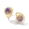 Sunflower Natural Amethyst Finger Rings RJEW-B113-03G-08-4