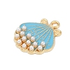 Alloy Enamel Pendants with Plastic Imitation Pearl FIND-Z070-04G-06-2